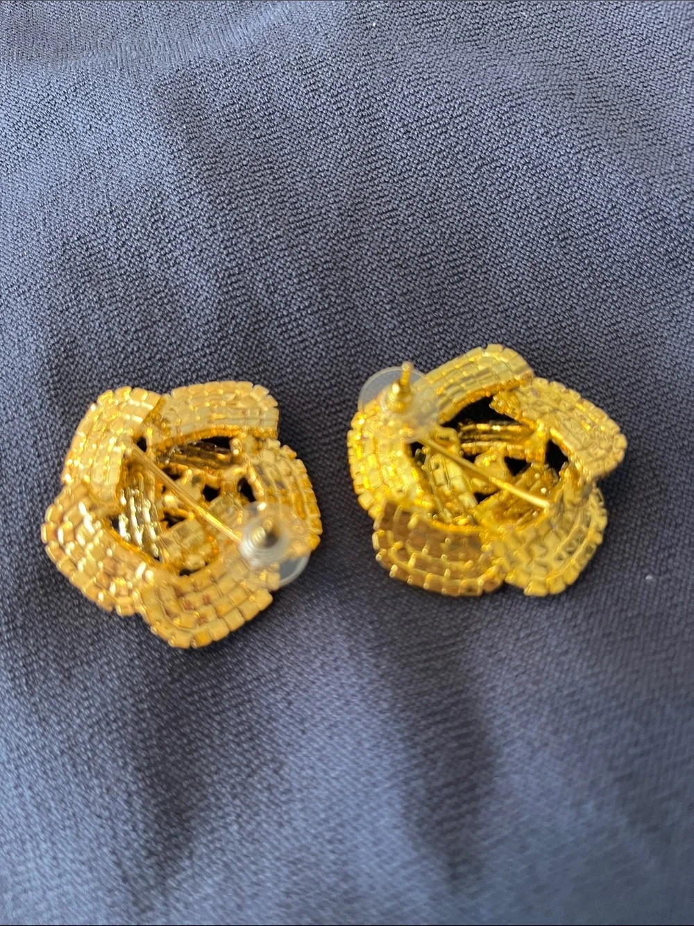 Gold Swarovski Crystal Floral Stud Earrings - Women's Jewelry